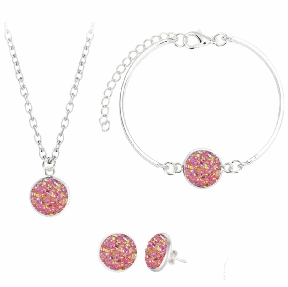 *Your Choice of 9 Colors!* Druzy 3-Piece Jewelry Set