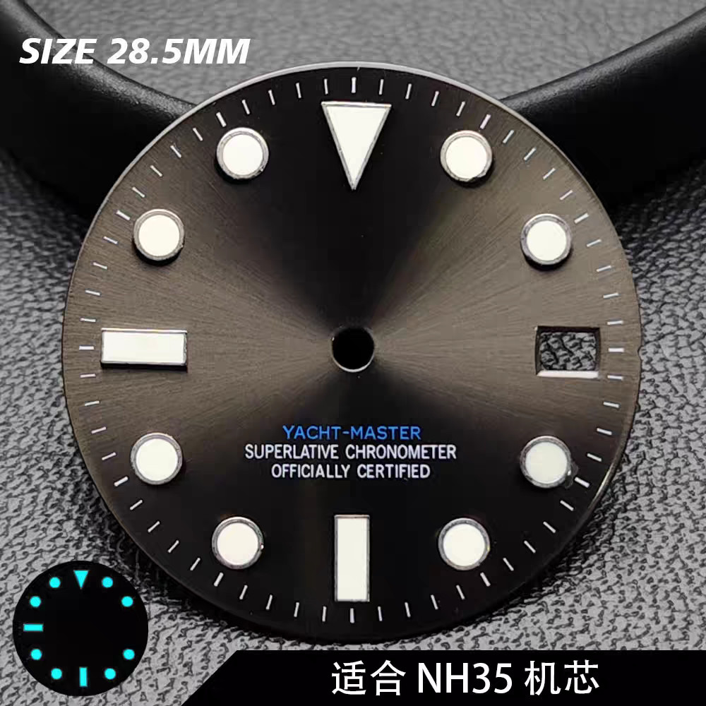 28.5M YACHT-MASTER dial suitable for NH35 movement with blue lumens and no logo