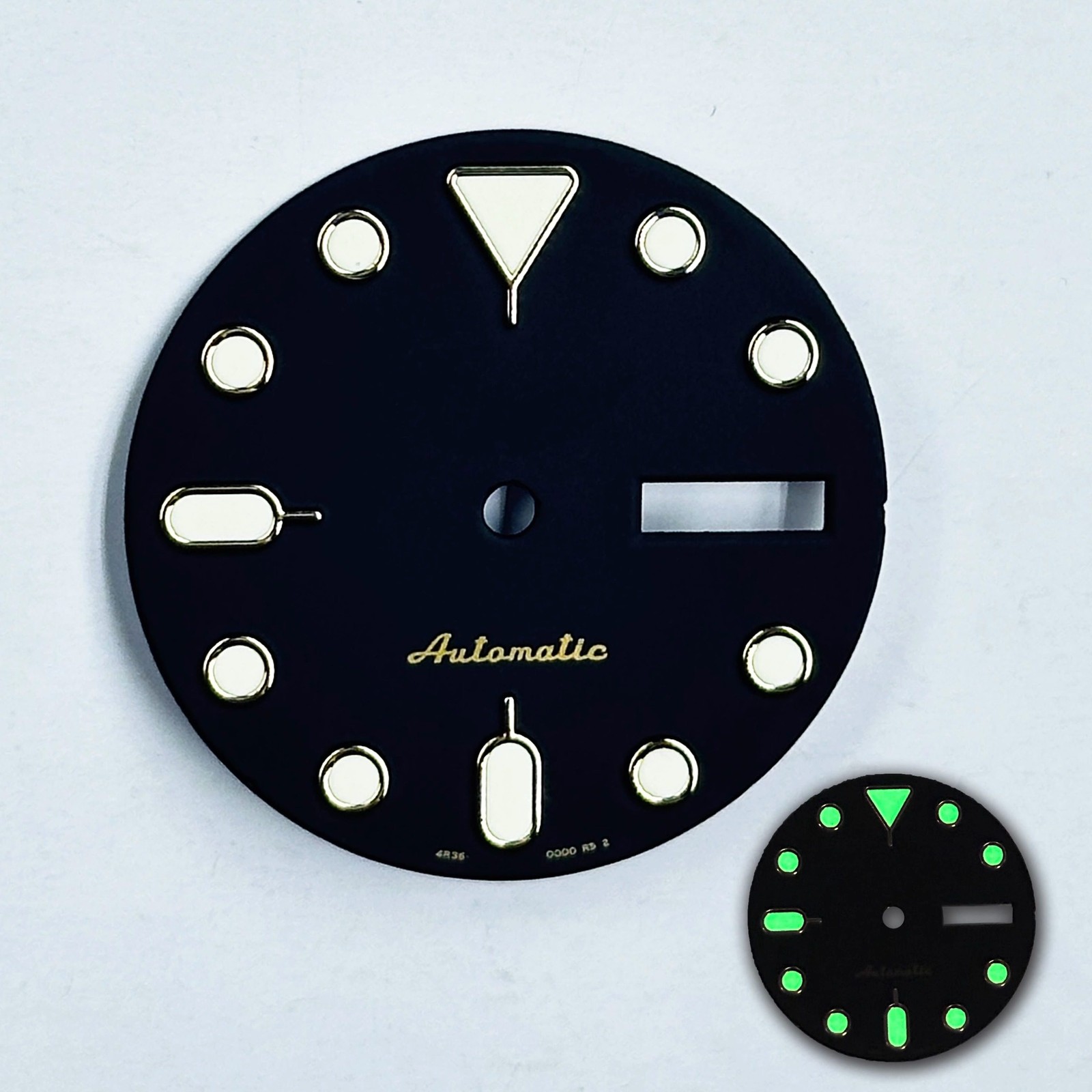 28.6mm Green Luminous Watch Dial Double calendar for Nh35 Nh36 Movement
