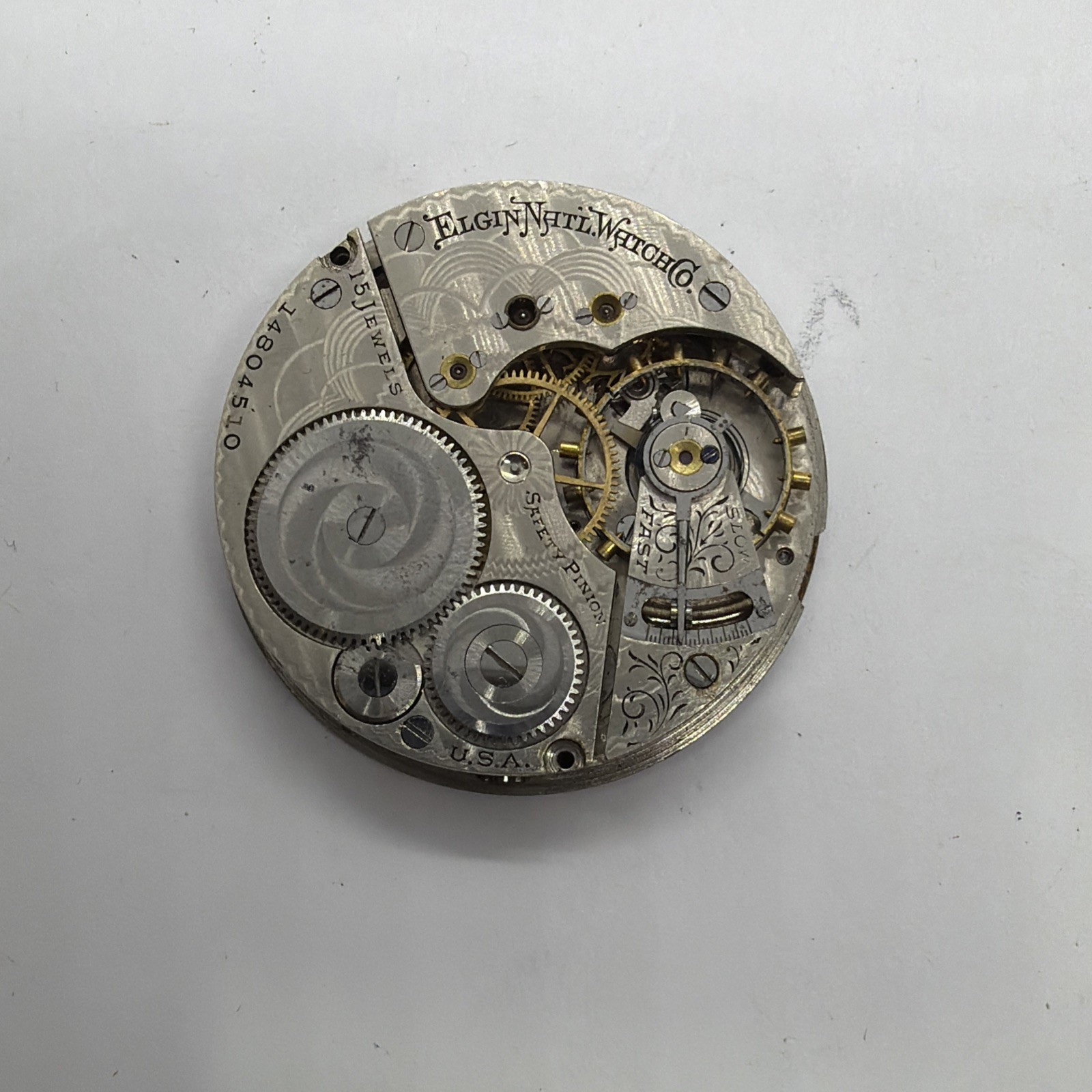 Elgin 16s Nickel 15J Antique Pocket Watch OF Movement Runs Some 510