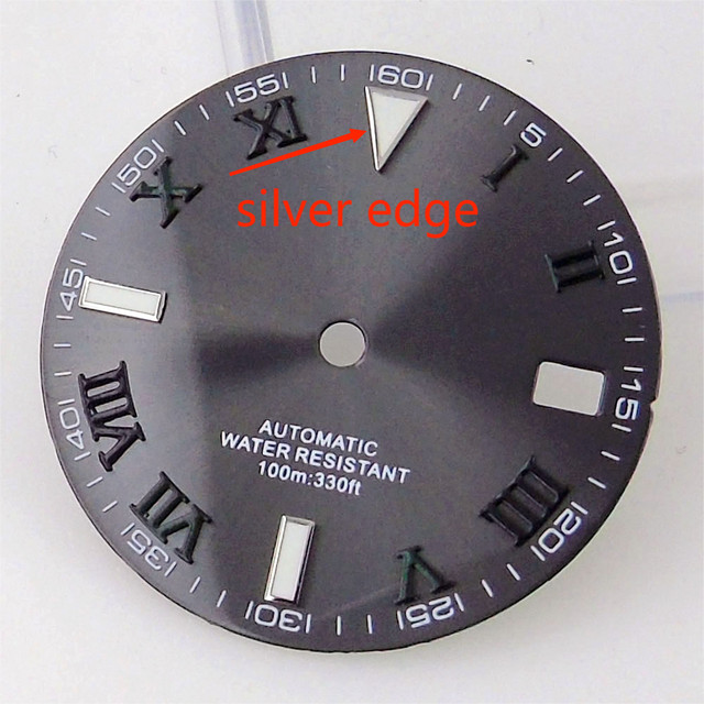 29mm Gray Sunburst Watch Dial Face Accessories for NH35 NH36 Automatic Movement