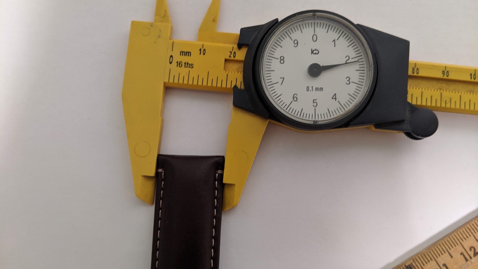 Genuine Calvin Klein Watch Band/Strap Brown Leather 22mm at the watch, 20mm at t