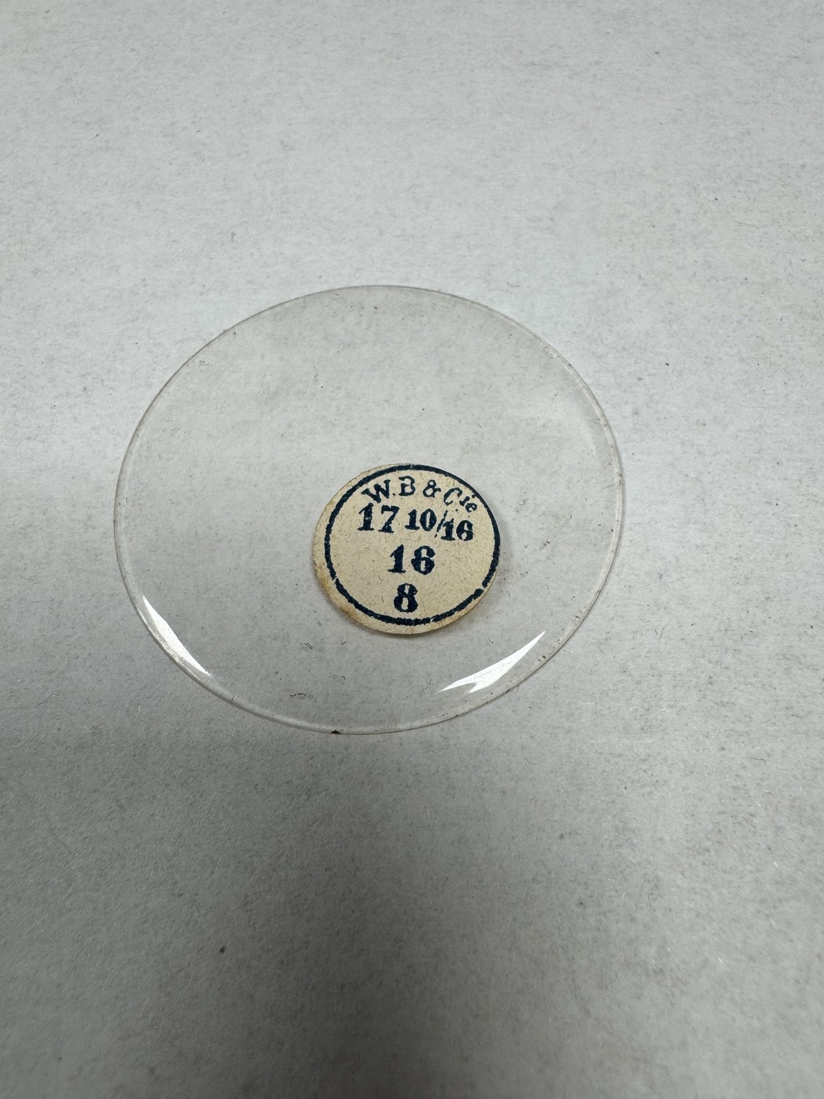 Vintage W.B.&C. Pocket Watch Mineral Crystal Domed 39.85mm 17 10/16 18 8 Clear