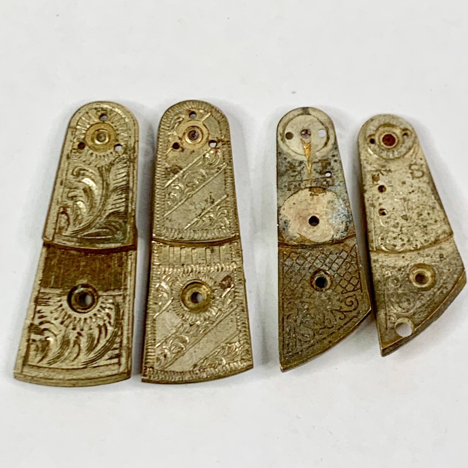 4 Pocket Watch Balance Cock Bridge Antique Part Gold Repair Steampunk Lot Etched