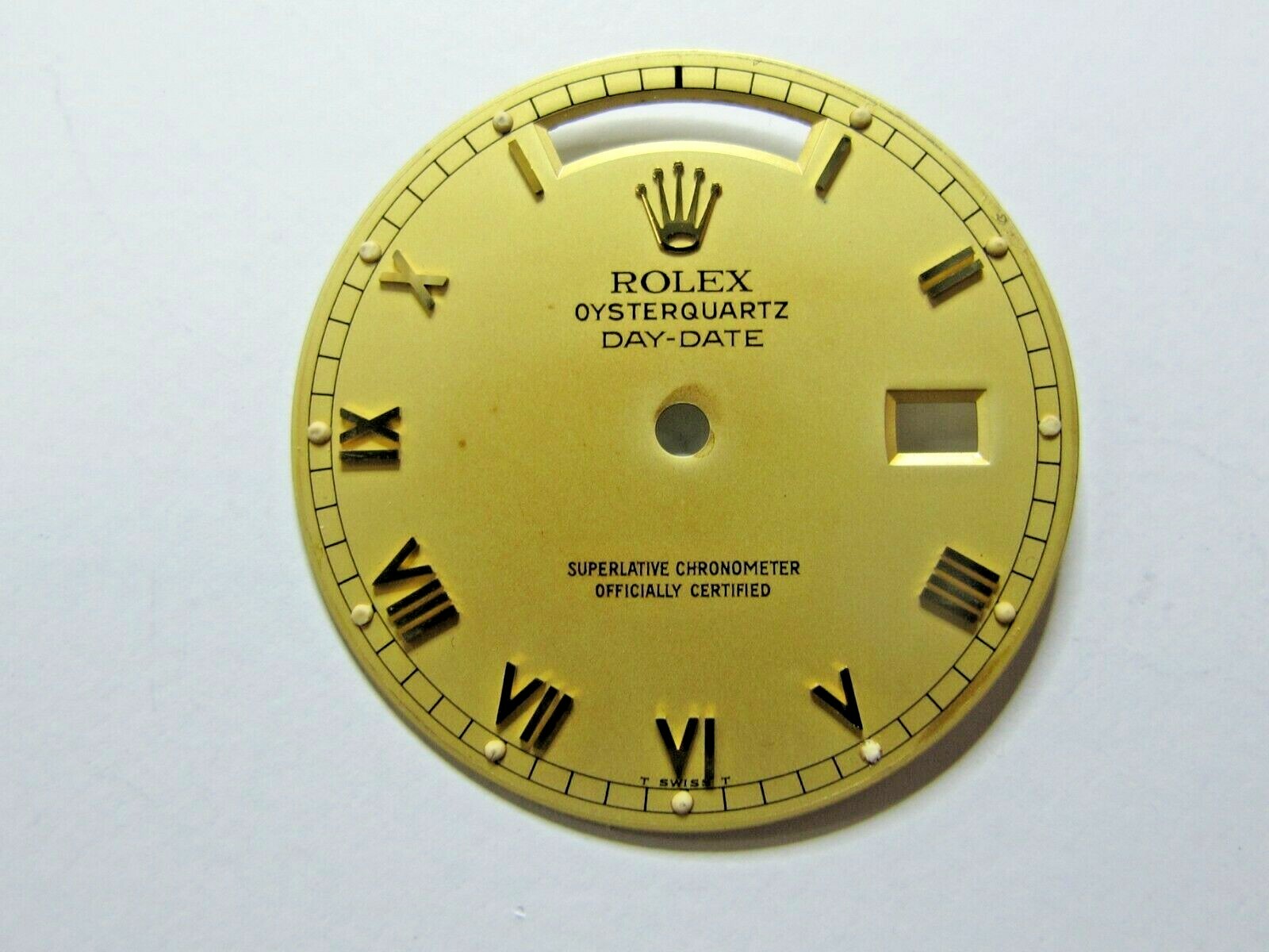 ROLEX OYSTER QUARTZ DAY-DATE GOLDEN DIAL & ROMAN NUMERAL MARKERS 28mm