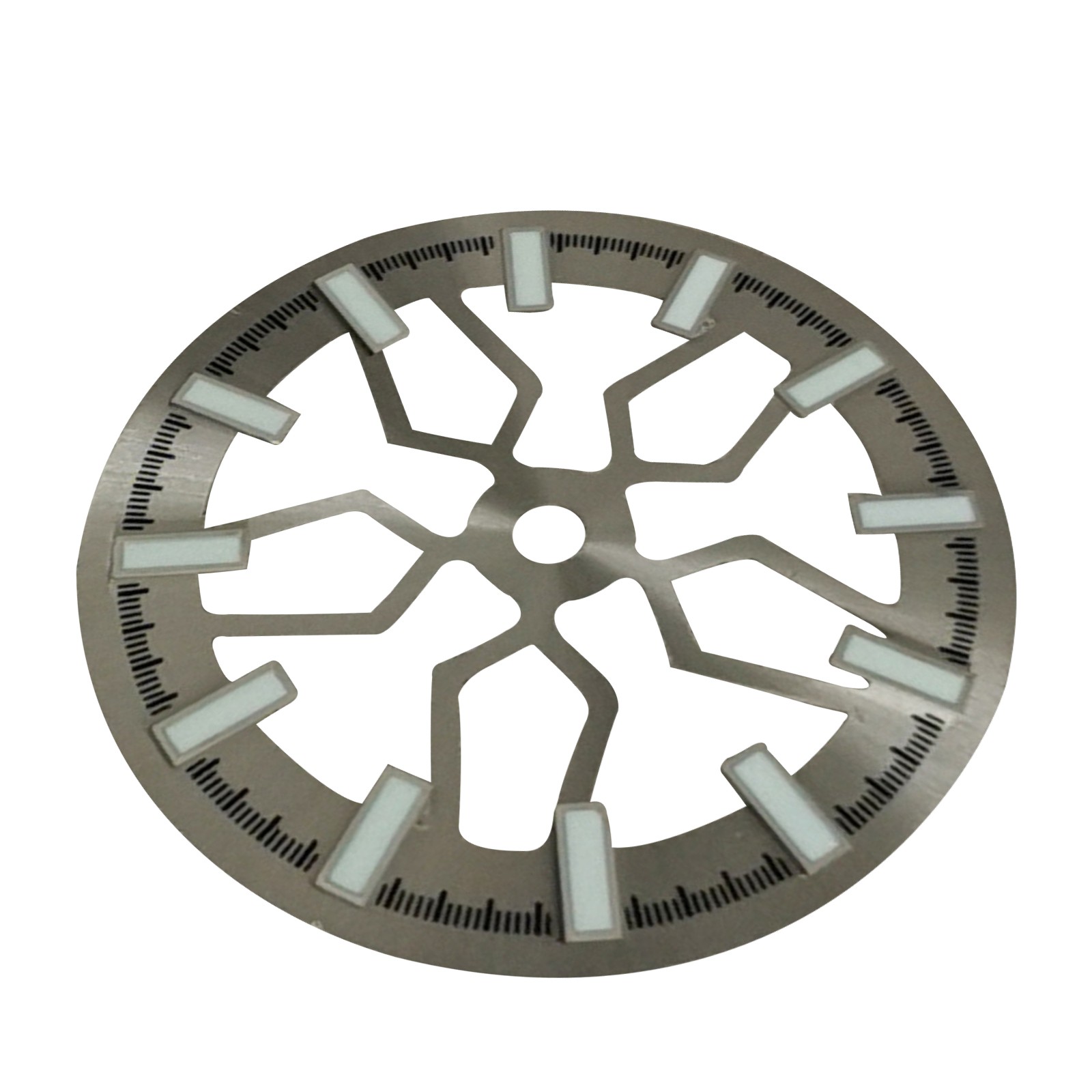Grey 28.5mm Skeleton Watch Dial w/ Green Luminous For Japanese NH70 Movement