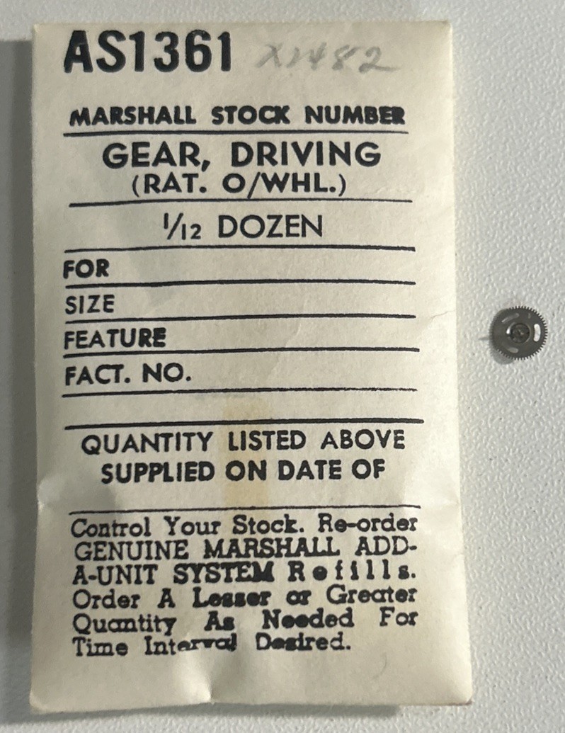 Vintage AS 1361 1482 Driving Gear For Ratchet O/Wheel Watch Part NOS