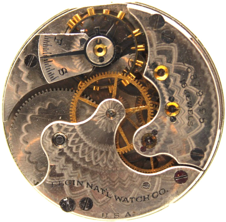 1912 ELGIN POCKET WATCH MOVEMENT 16879395 GRADE: 295 6s 15j (RG2)