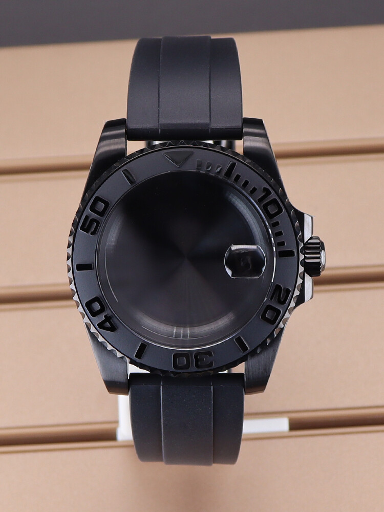 40mm Yacht Mod Watch Case Ceramic Bezel Rubber Strap For Seiko NH34 NH35 NH36