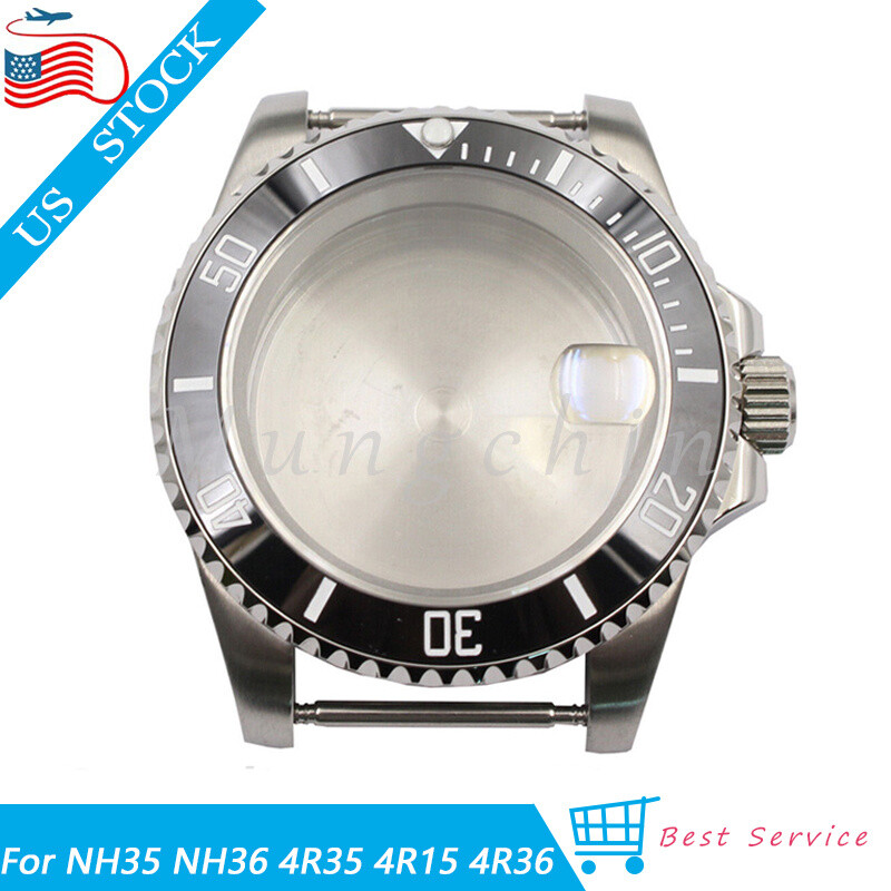 Ceramic Bezel Watch Case Black 40mm For NH35 NH36 4R35 4R15 4R36 SKX007 Movement