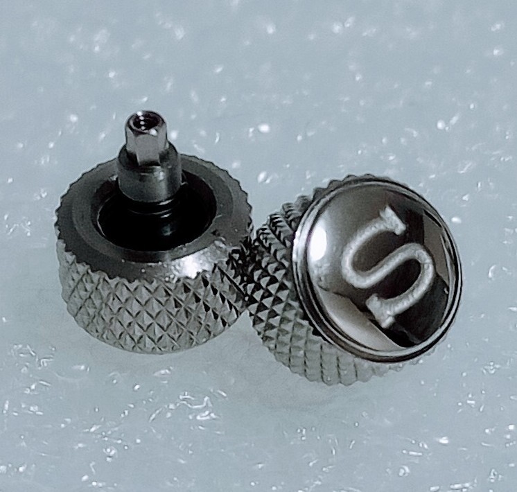 SILVER KNURLED S CROWN FOR SEIKO SKX007 DIVER WATCH NH35 NH36 ( WITH STEM )
