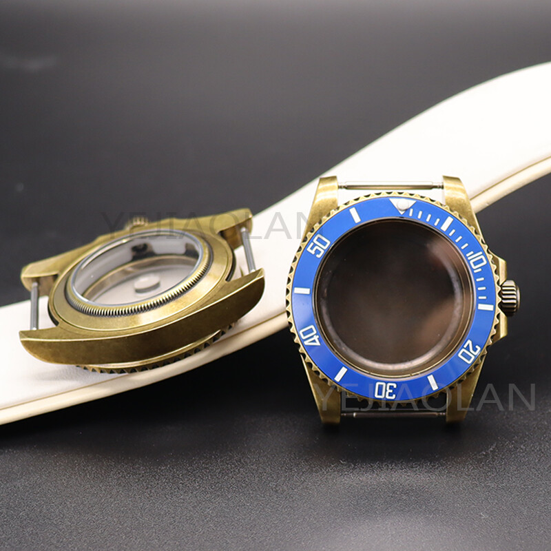 40mm Retro Bronze Watch Case Ceramic Insertion Frame sapphire glass nh35Movement