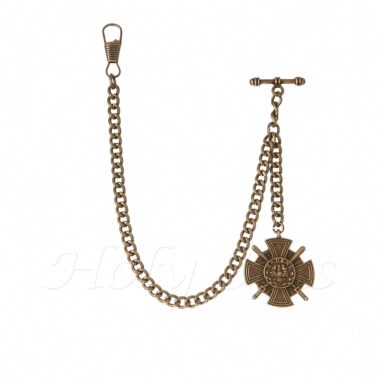 Brand New Bronze Single Albert Pocket Watch Fob Chain With Pendant