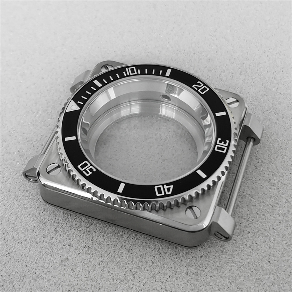 Square Watch Case Stainless Steel Sapphire Glass For NH35/NH36/4R/7S Movement