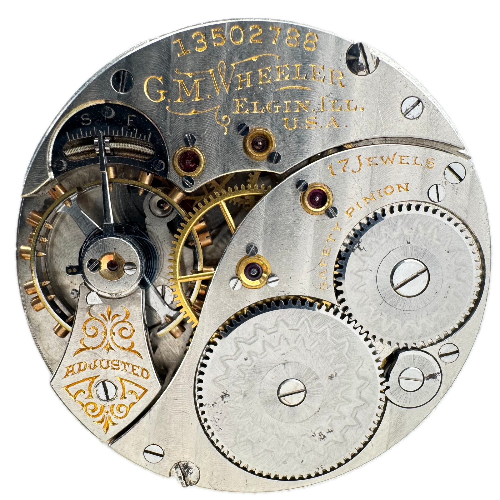 Antique 12s 1909 Elgin G.M. Wheeler Hunter Pocket Watch Movement 346 Roman Dial