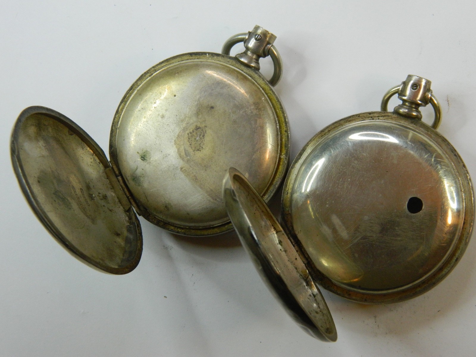 2 VINTAGE 18S DUEBER NEWPORT COIN SILVER POCKET WATCH CASE LOT – 145g