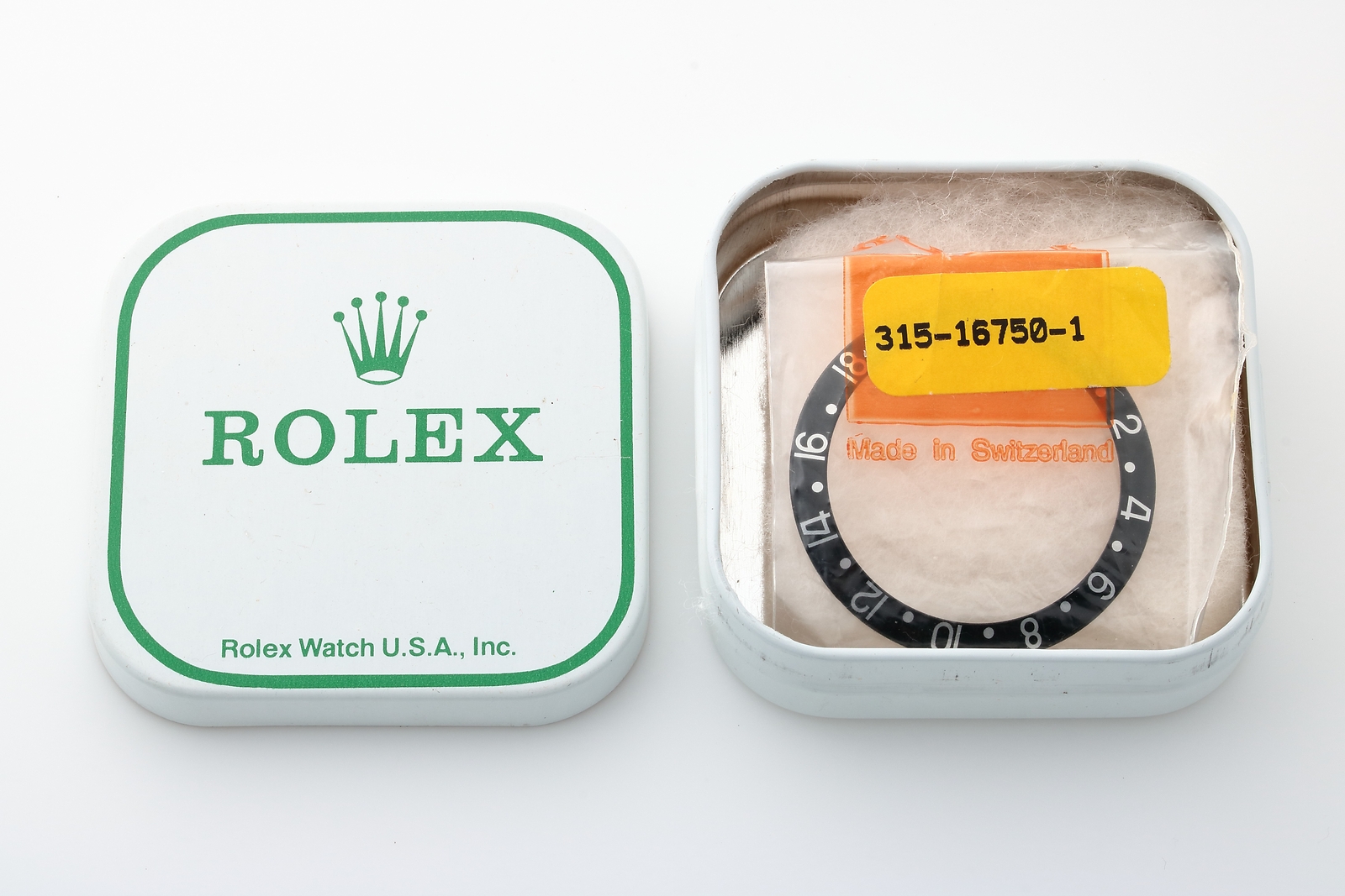 Genuine Vintage NOS Rolex GMT-Master 16750 Black Bezel Insert Storage Container
