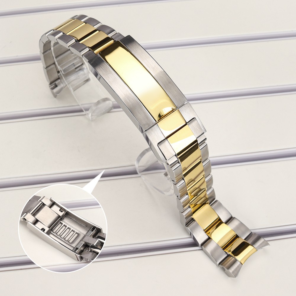 FEIYASHI STEEL 20mm Oyster Bracelet Sliding Lock Buckle Watch Repair Replacement
