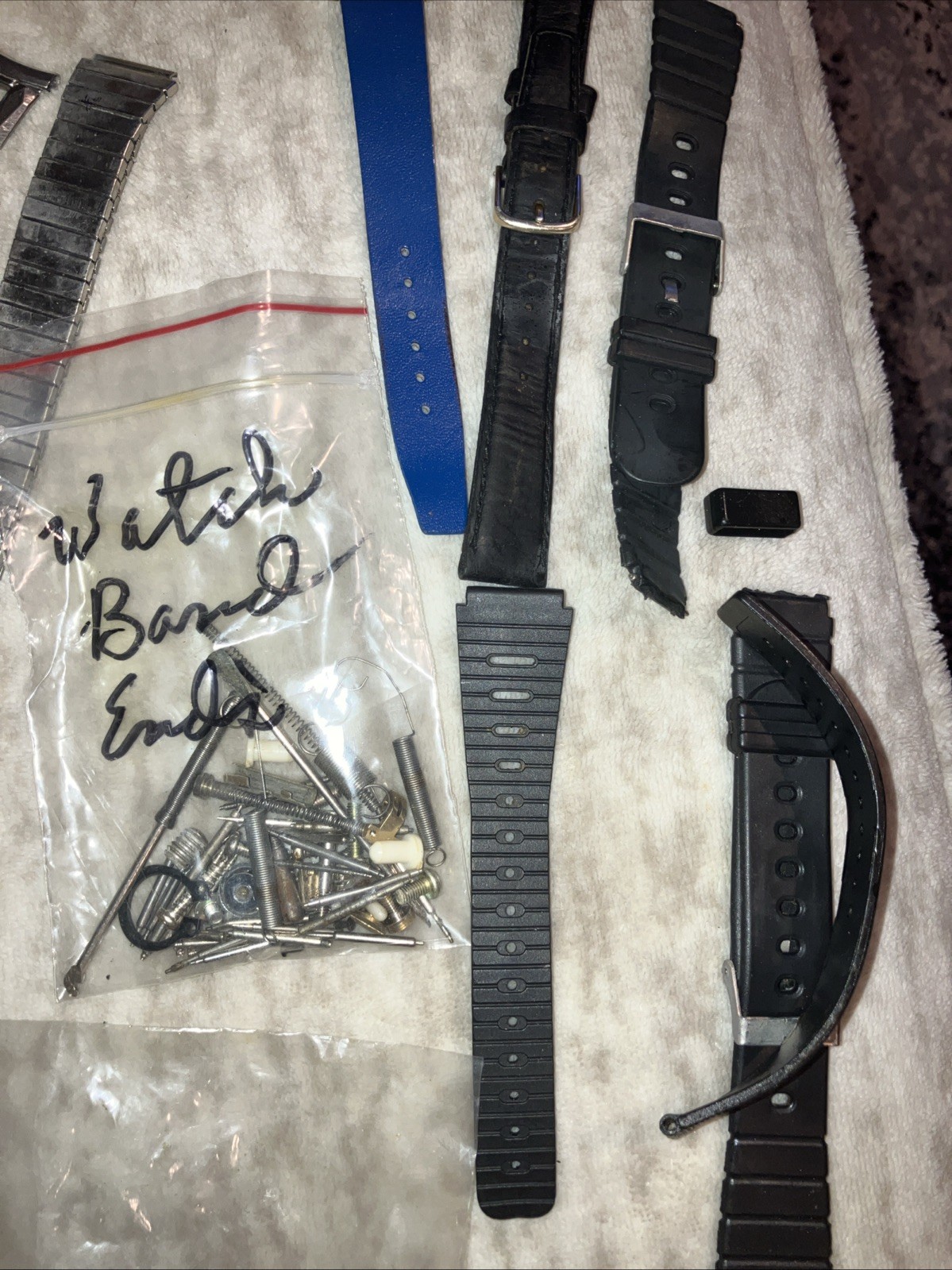 LOT Vintage Watch Wristwatch Parts Pins Bands Links Speidel Kreisler Leather