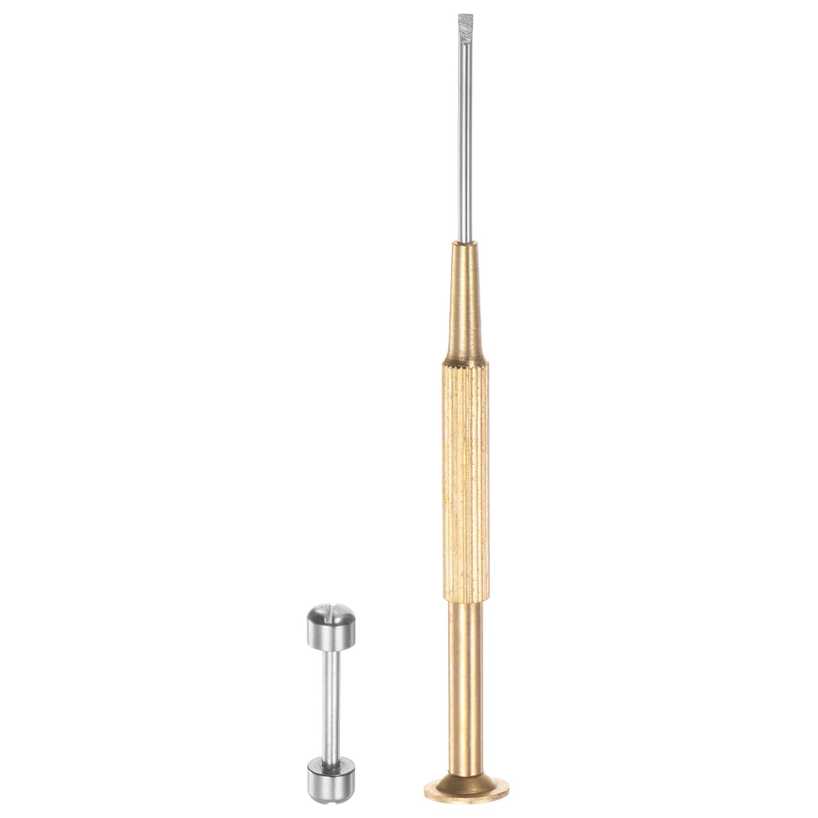2 in 1 16mm Watch Screw Tube Rod with 2mm Slotted Screwdriver, Silver Tone