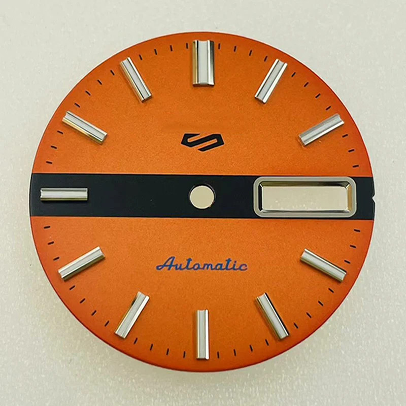 NH35 Watch Dial 28.5mm Double Calendar Luminous Sunray NH36 Movement Mod