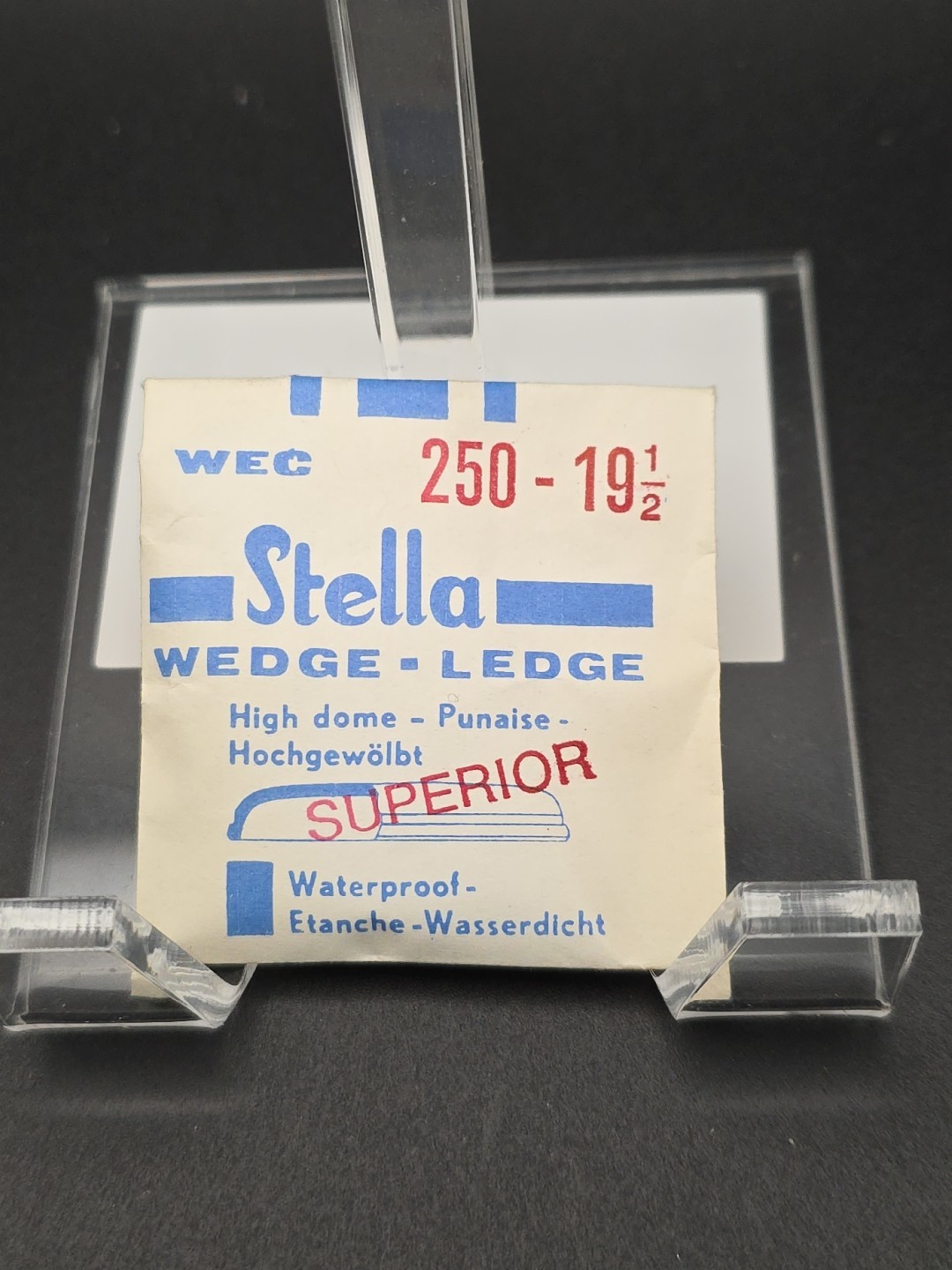 Stella Wedge Ledge Watch Crystal WEC 250 19 1/2 HIgh Dome Waterproof