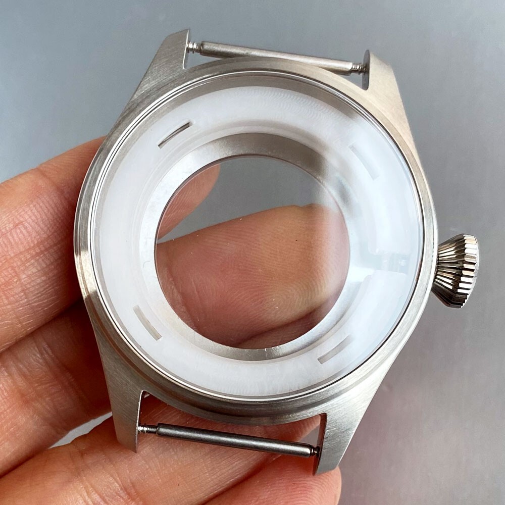 43mm Stainless Steel Sapphire 200M Dive Watch Case Fit NH35 PT5000 Glass Back