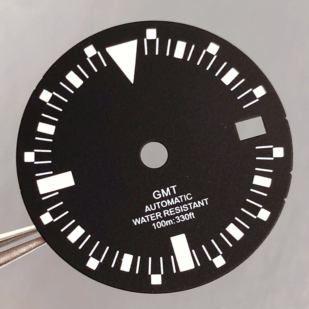 29mm Black NH34A Watch Dial MOD Accessories for GMT Diver Watch Dial Luminous