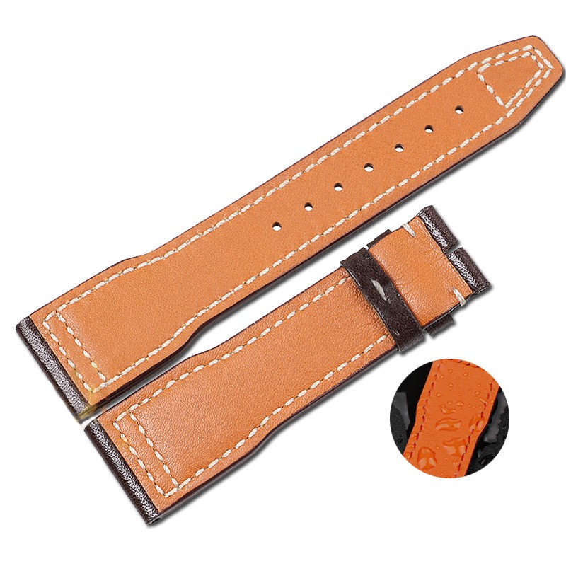 Miyota 0S00 Movement 43mm Pilot Watch Case Sapphire Crystal Glass Leather Strap