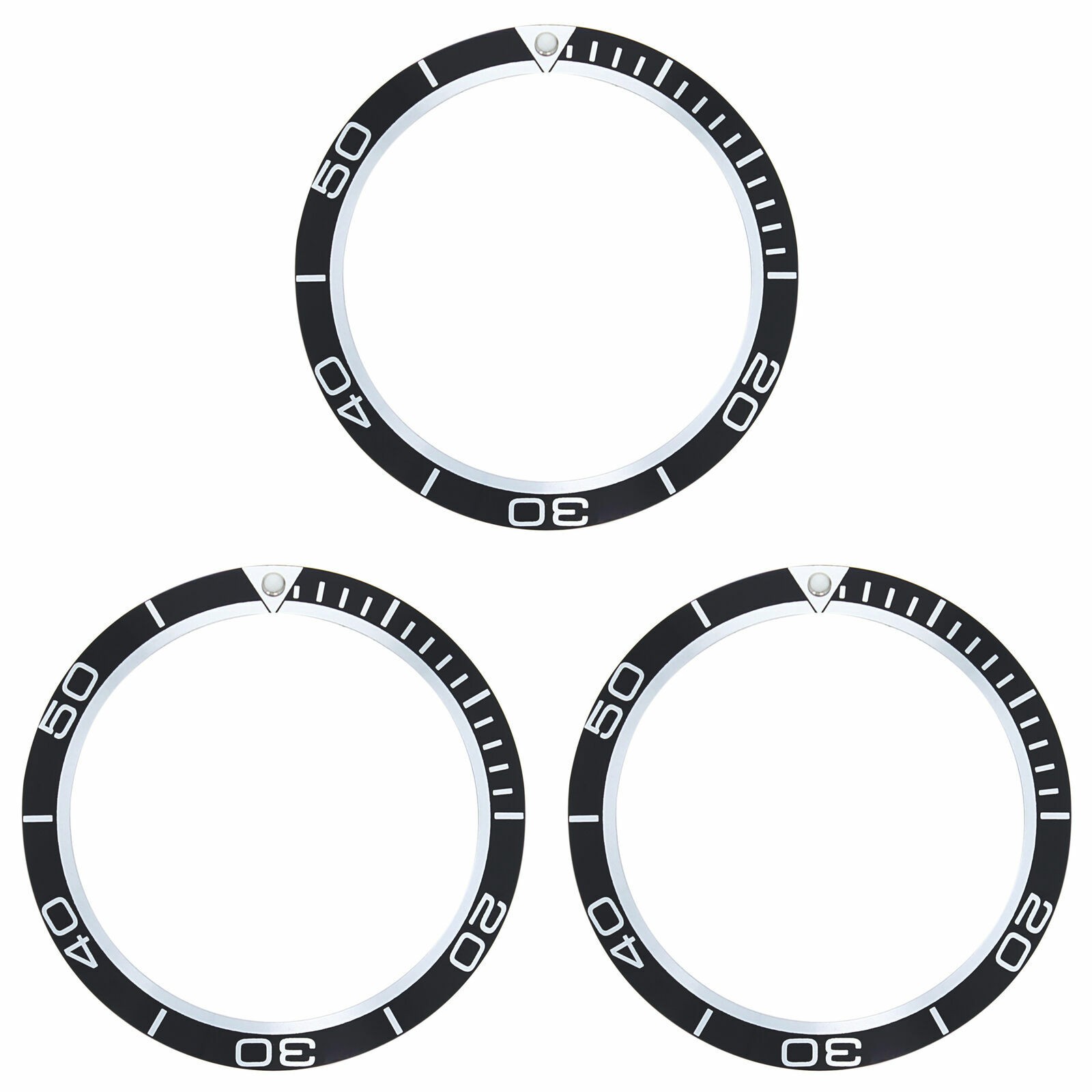 Set Of 3 Black Replacement Bezel Insert 40.90mm x 32.70mm For Omega Planet Ocean