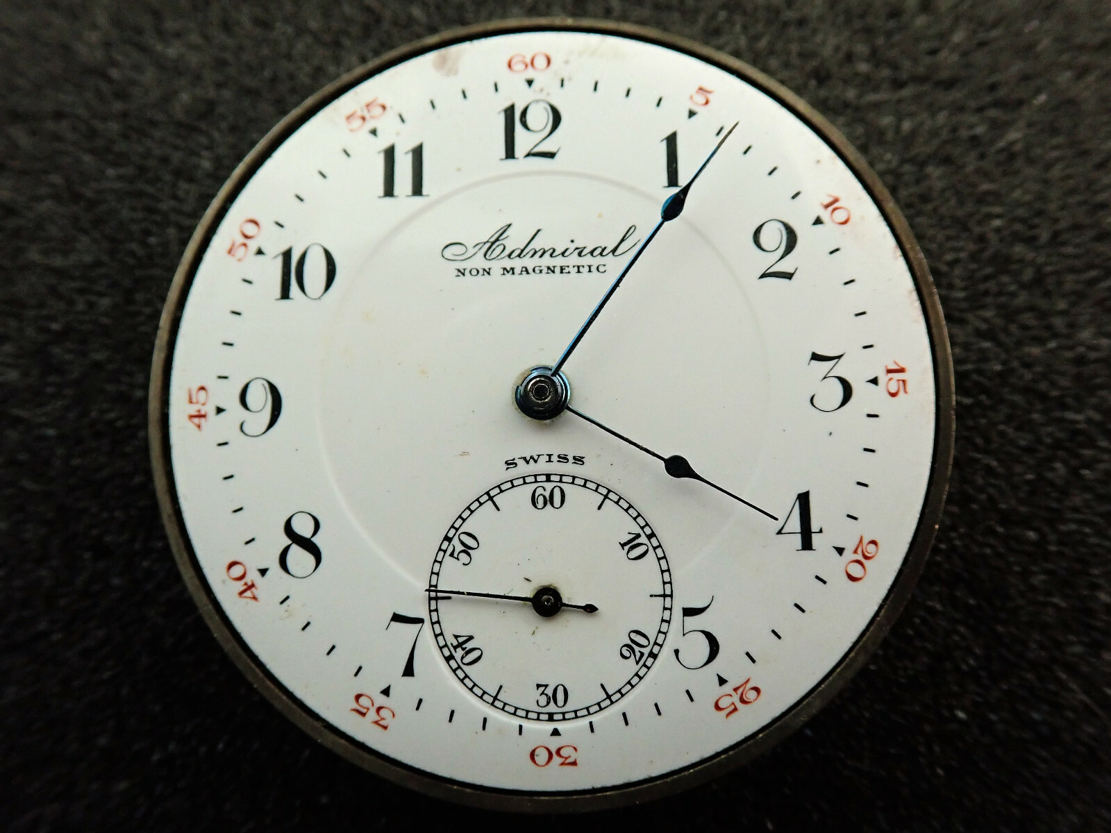 VINTAGE 12 SIZE HENRY SANDOZ ADMIRAL OPENFACE POCKET WATCH MOVEMENT -NOT RUNNING