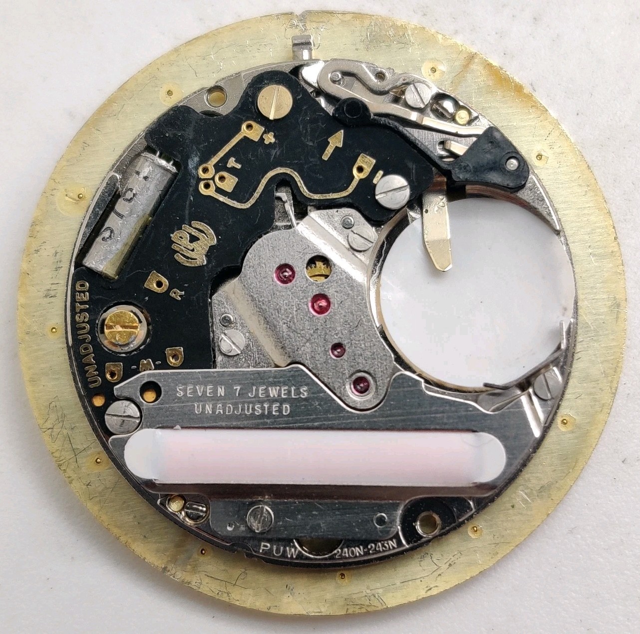 Vintage PUW Cal. 240N-243N Swiss quartz watch movement Works