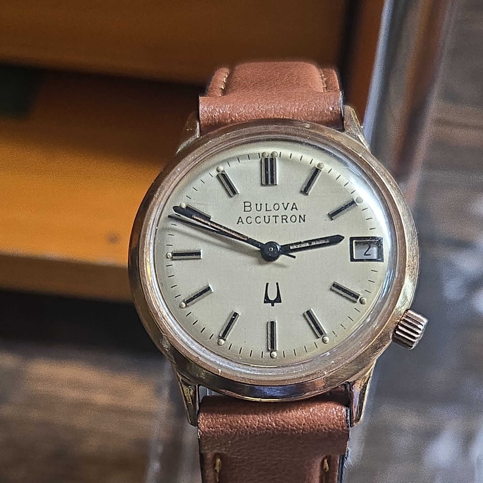 1975 Accutron Runs Great Movement 2181,Rose Gold Beautiful Dial