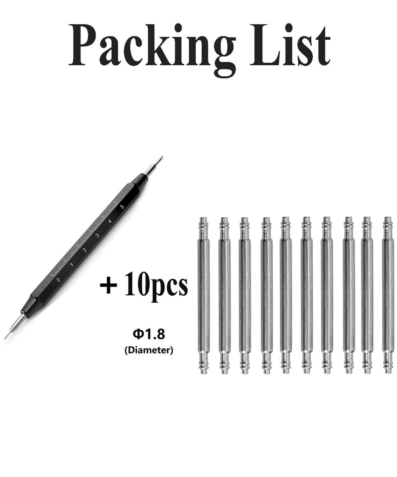 14mm 16m 18mm 20mm 22mm 24mm Spring Bars, Watch Pins φ1.8mm Diameter 10pcs