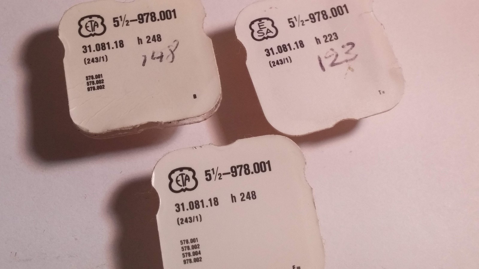 LOT of ETA Parts 978.001 248 223