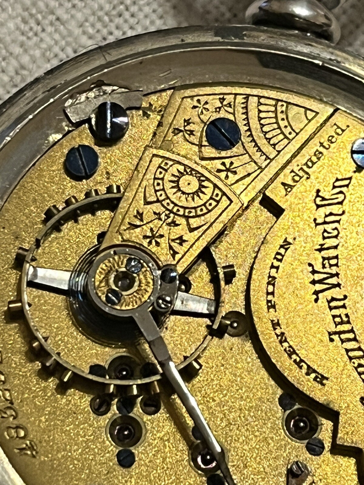 1887 18s Hampden 15J Adjusted Pocket Watch FAHYS COIN SILVER CASE 5.6OZ repair