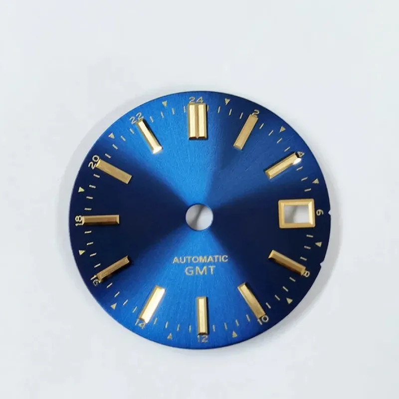 High-quality Sunburst Dial 28.5mm No Lume Gold Index NH34 GMT Movement