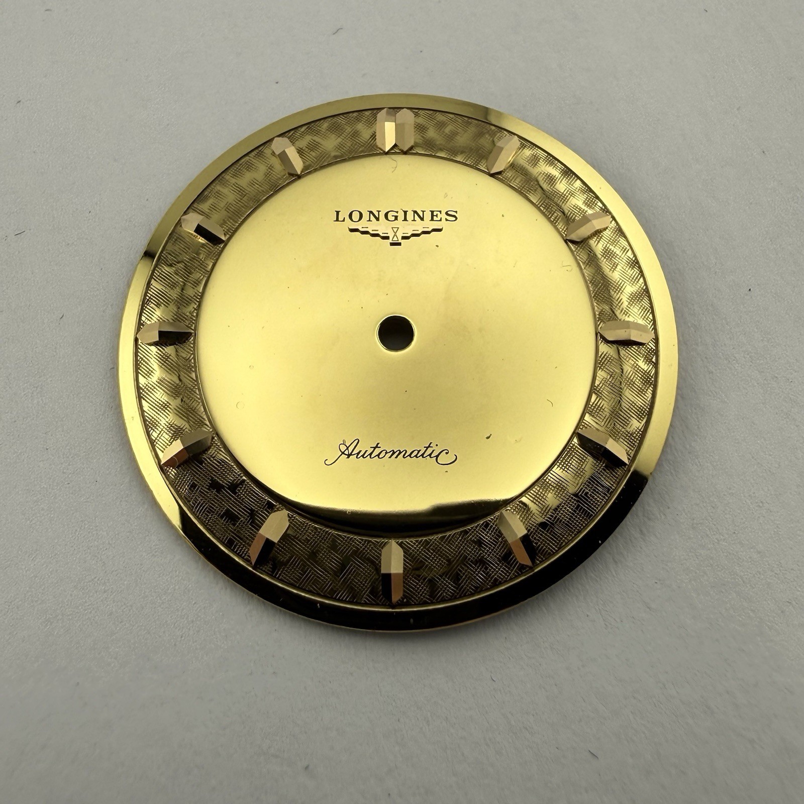 Longines Automatic Watch Dial Gold Mirror Textured Edge Finish 29mm – NOS