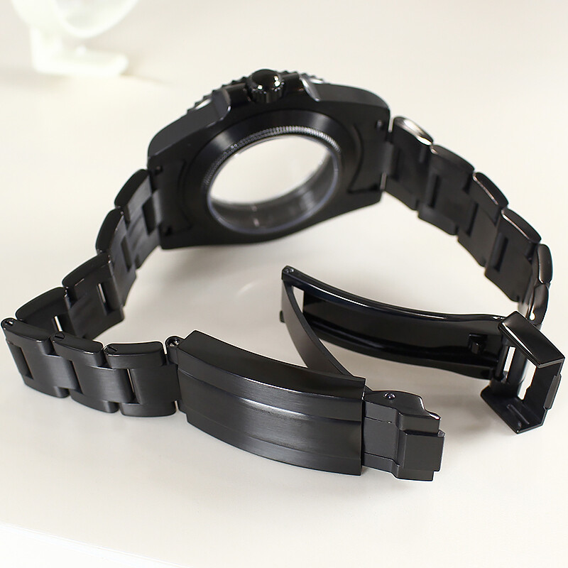 40mm Black PVD Watch Case Strap Yacht Ceramic Bezel For Seiko nh35 2824 Movement