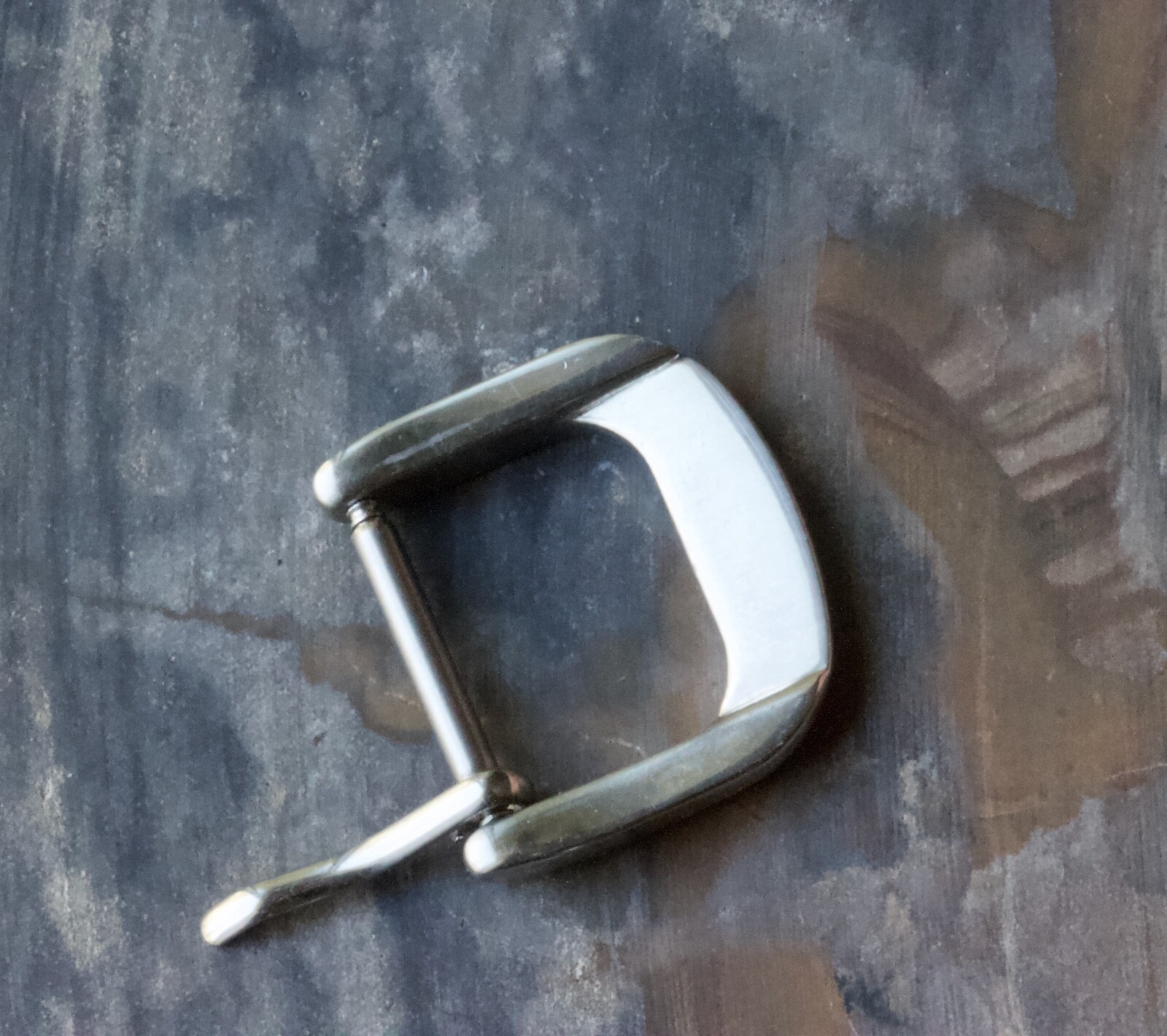 Rounded thick vintage Stainless Steel watch strap buckle 14mm opening NOS 1960s