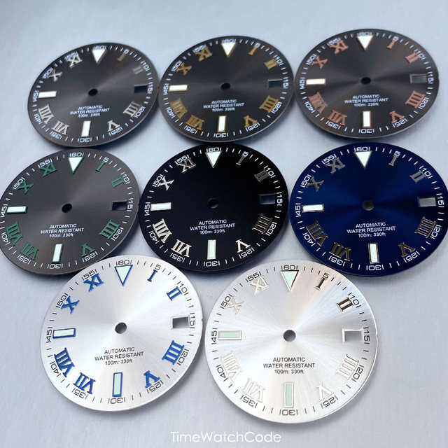 29mm Roman Numerals NH35 Watch Dial Face for NH36 NH38 4R35/36 Sunburst MOD Dial