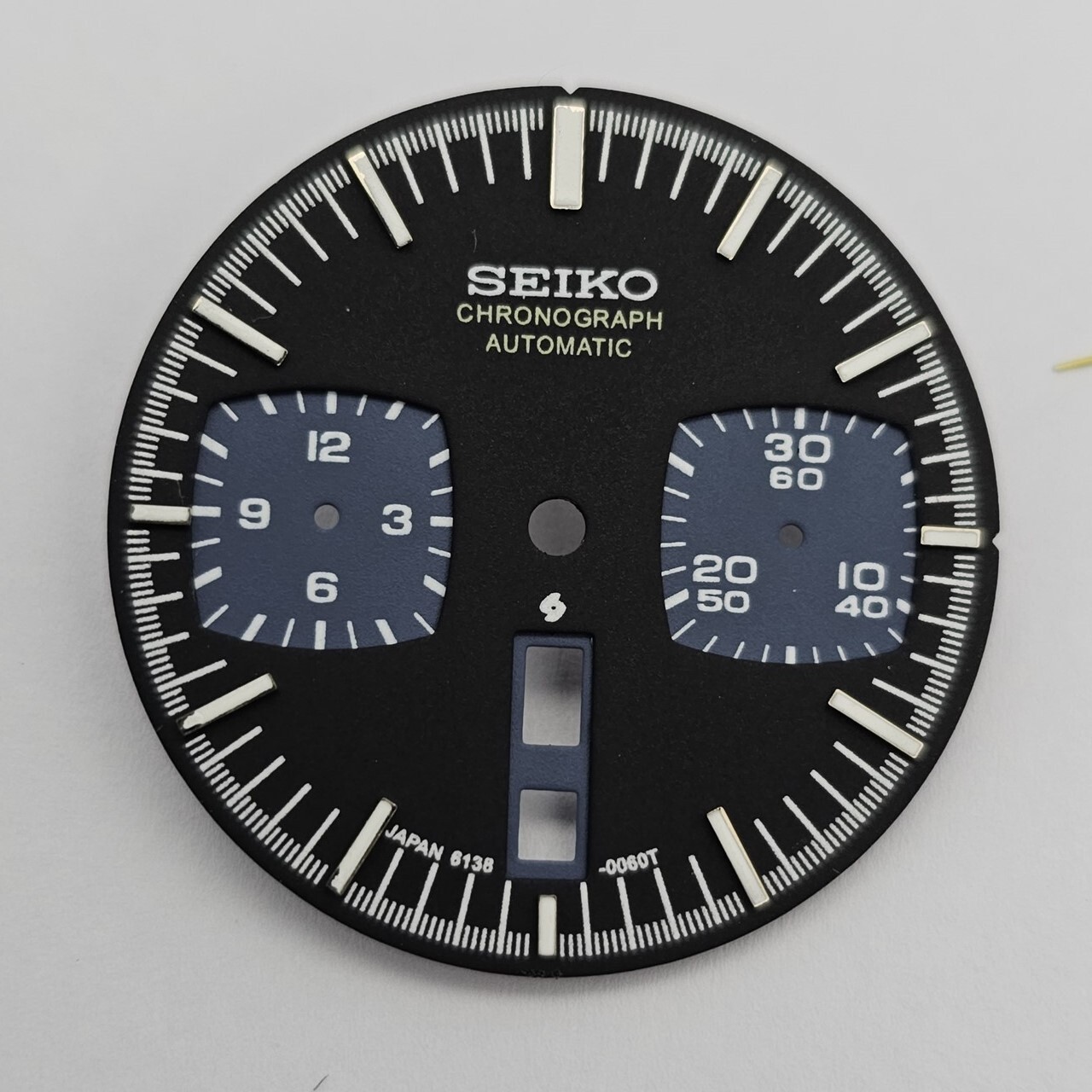 NEW SEIKO BLACK DIAL & HANDS KIT 6138-0040 BLACK BULLHEAD CHRONO WATCH BVT06386