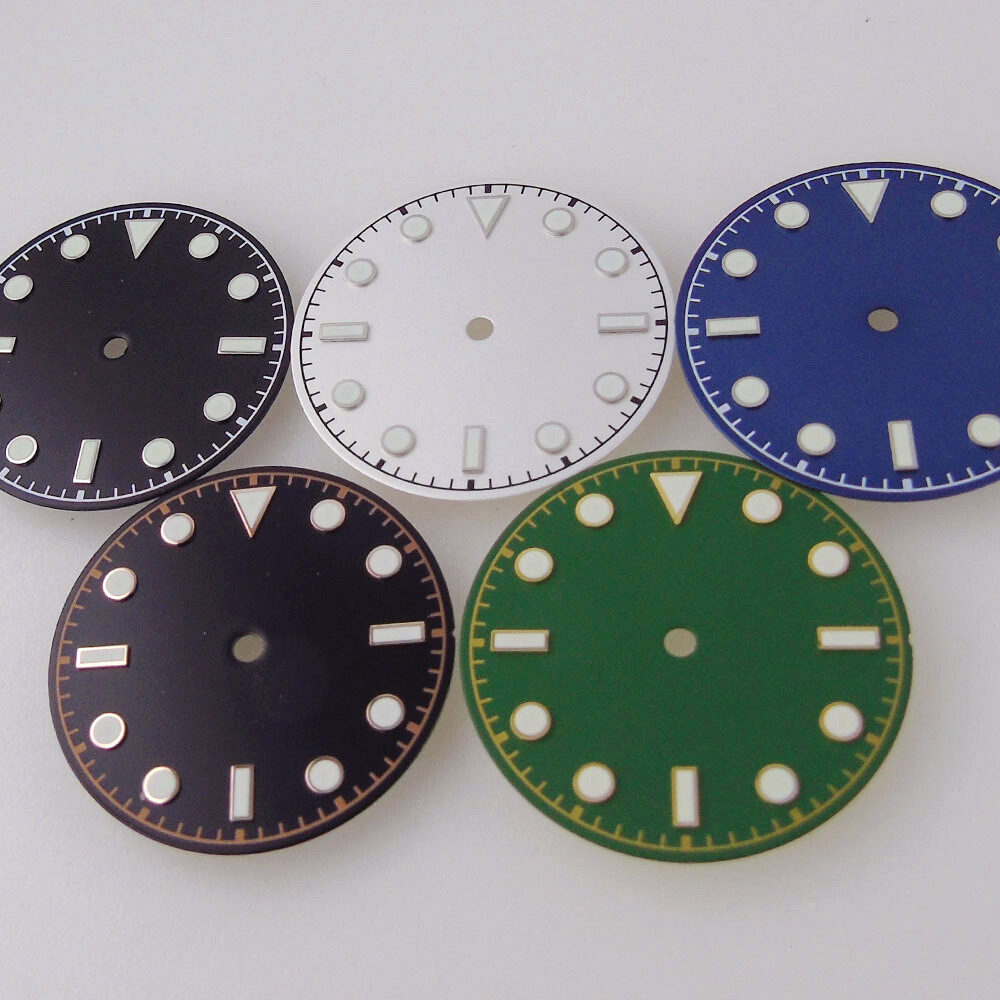 29mm Black White Green Blue Dial Fit Vintage Style NH35A NH36 2824 8215 movement