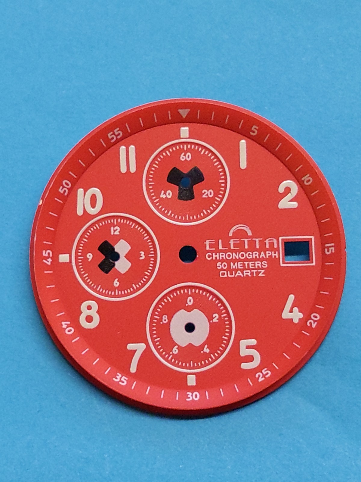 NOS Eletta Chronograph, Candy Apple Red Watch Dial For Miyota OS10 Movement.29mm