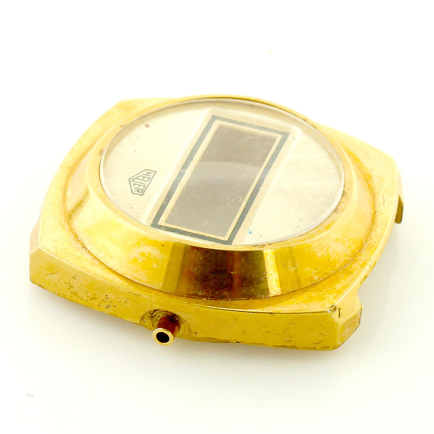 HEUER VINTAGE RARE LCD GOLD PLATED STAINLESS STEEL MENS WATCH CASE PARTS/REPAIRS