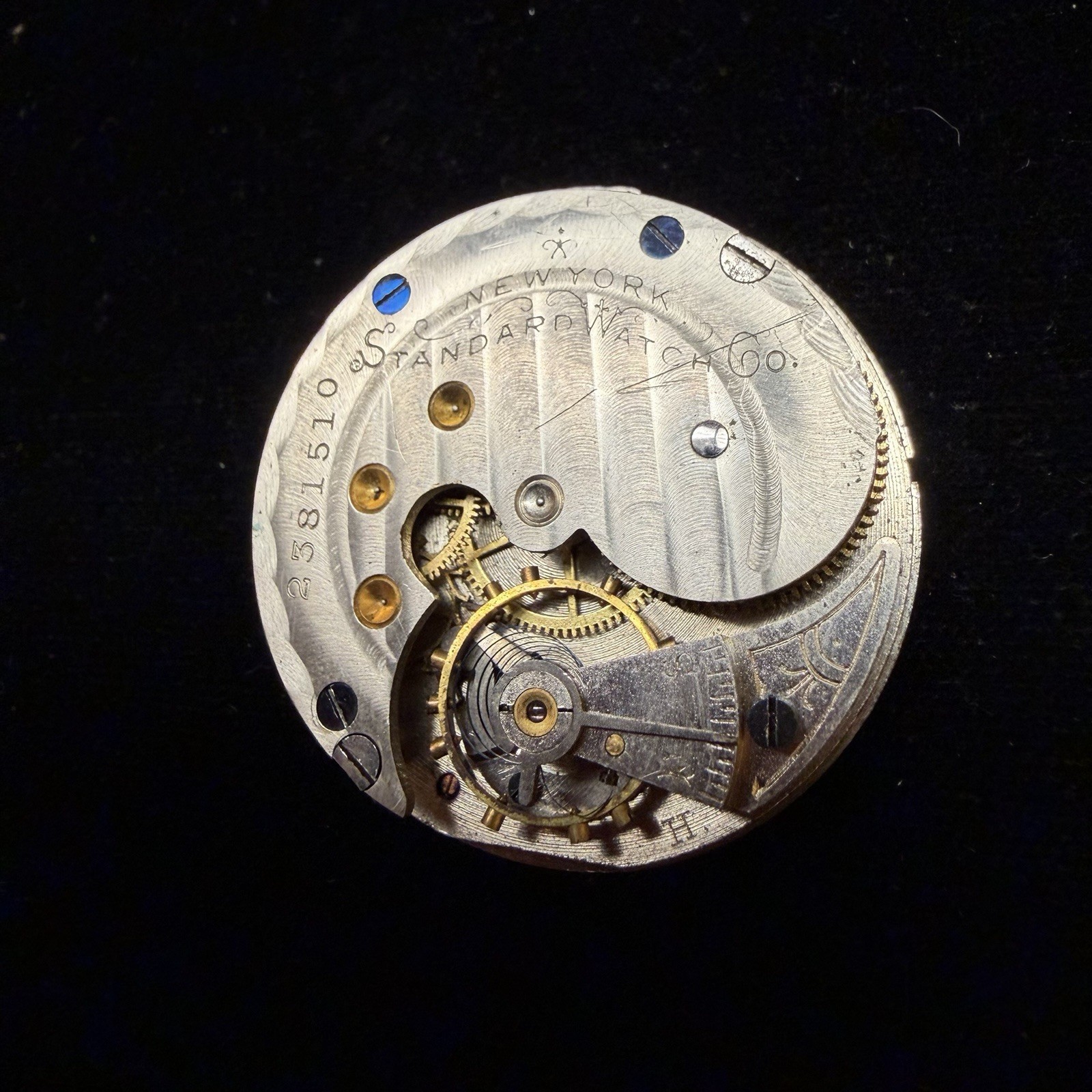 1902 New York Standard Watch Co. Grade: 44 6s 7j Movement & Dial Parts Or Repair