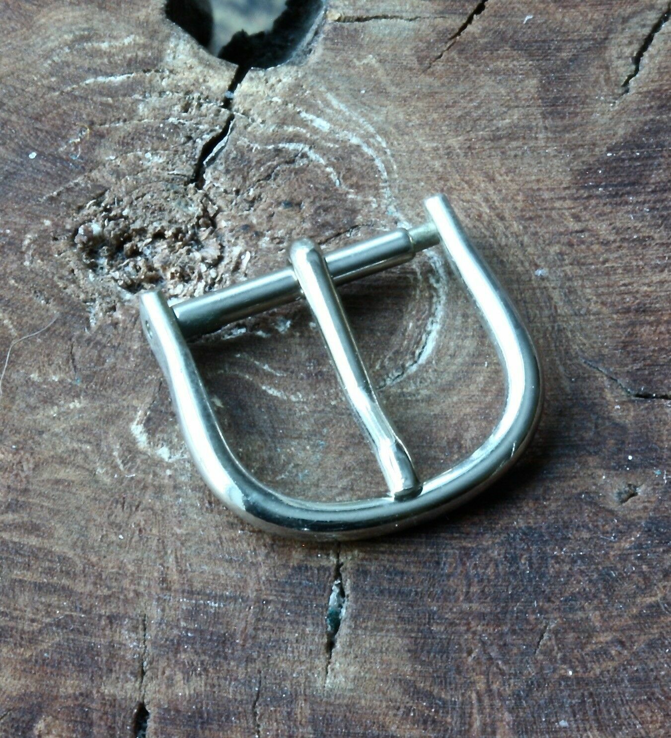 Rounded vintage nickel steel watch strap buckle 14mm opening NOS 1950s 14mm size