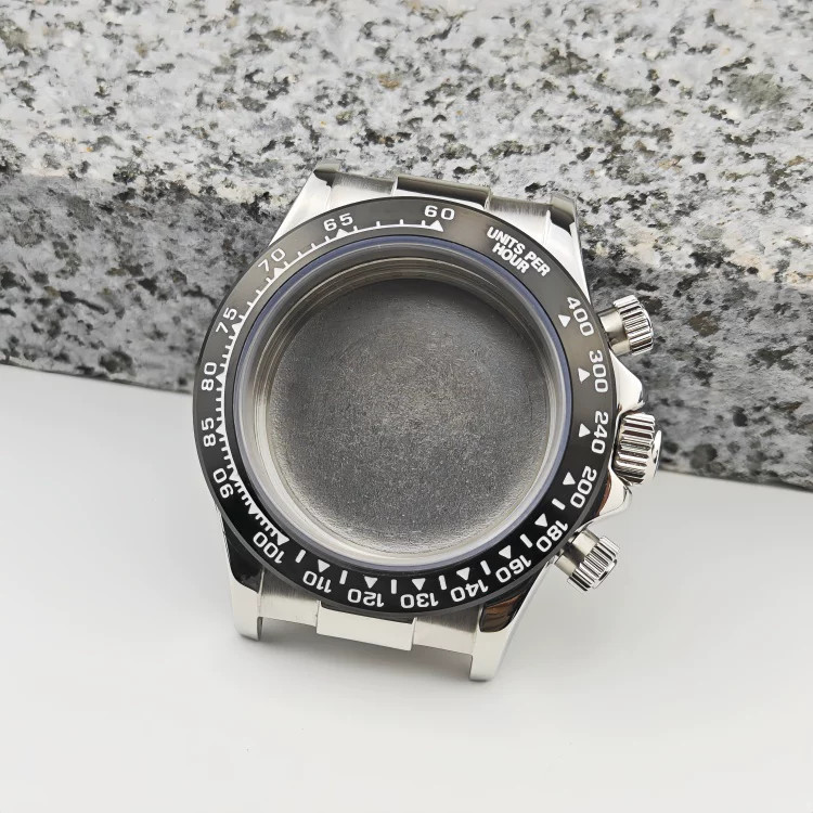 39.5mm Stainless steel Watch Case Sapphire Glass Waterproof For VK63 Movement