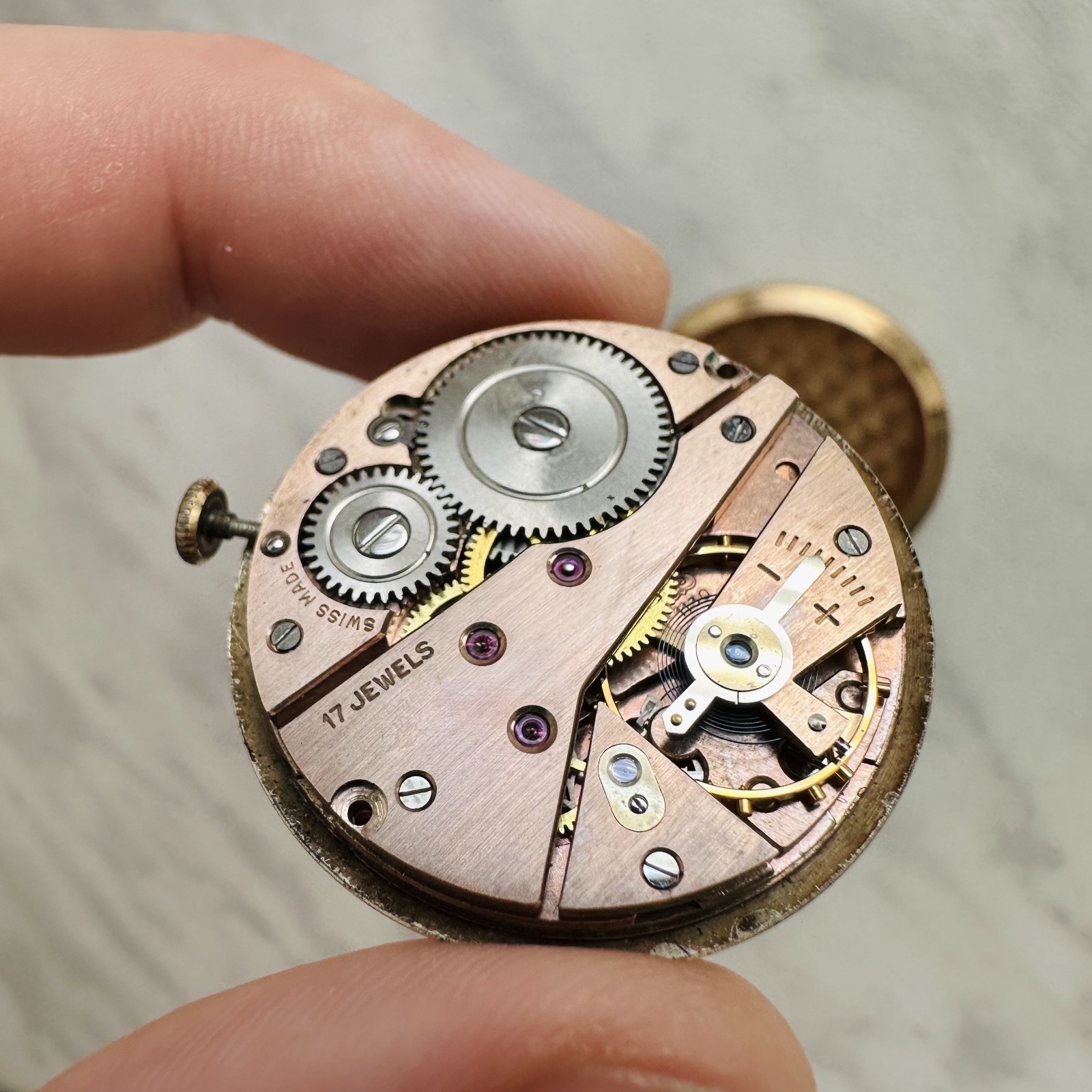 CAMY GENEVA Movement +Dial Repair vtg Swiss Watch Mechanism Classic 17 jewels