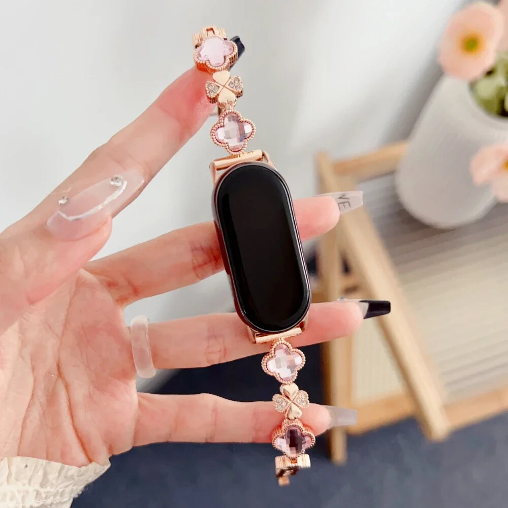 Gem Clover Diamond Metal Bracelet For Xiaomi Mi9 9 8 Pro Band Strap Replacement